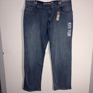 NWT Eddie Bauer 38x32 Men's Flex Relaxed Fit Denim Dusty Blue Jeans